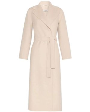 Max Mara Mantel Met Ceintuur - Naturel