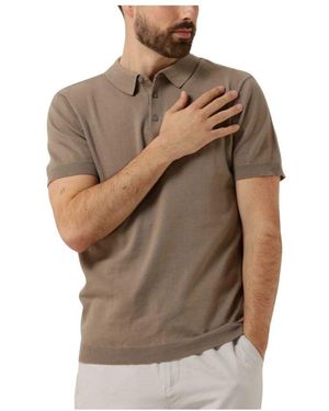 Pure Path Taupe Knit Polo Mit Brustprint - Braun