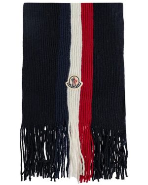 Moncler Tricolor Wool Scarf - Blau