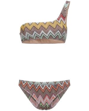 Missoni Badmode ,Veelkleurig ,One-Shoulder Bikini - Grijs