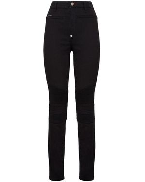 Philipp Plein Denim High Waist Biker Iconic - Zwart