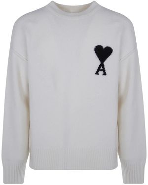 Ami Paris Round-Neck Strickwaren - Grau