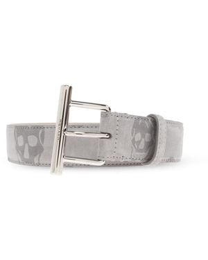 McQueen Suede Belt - Grau