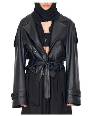 Isabel Benenato Dl03F25 O1 Oversized Leren Jas - Zwart