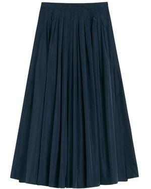 Max Mara Wijde Geplooide Midi Rok - Blauw