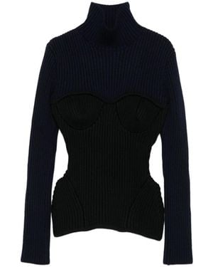 Jean Paul Gaultier Schwarzer Merinowoll Langarm-Top