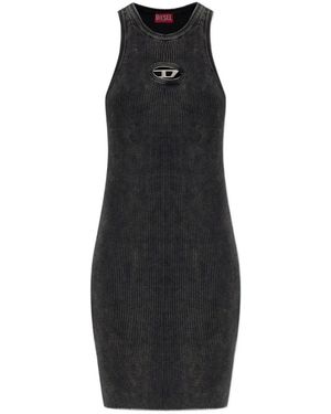 DIESEL M-Anchorage Logo-Plaque Geripptes Minikleid - Schwarz
