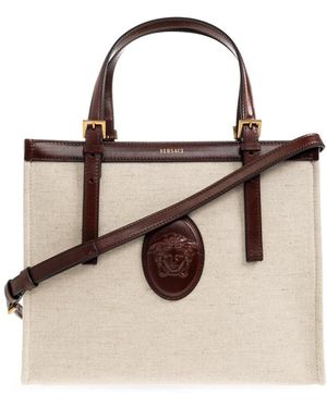 Versace Tassen ,Katoen Rivière Canvas Tote - Bruin