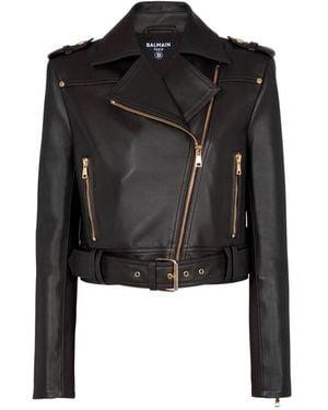 Balmain Leather Jackets - Negro
