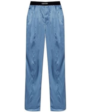 Tom Ford Nachtkleding ,Blauw ,Zijden Pyjamabroek