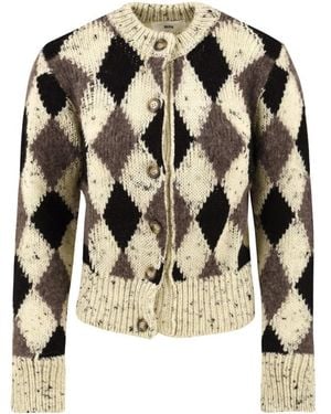 SOLOTRE Cardigan Mit Rautenmuster - Schwarz