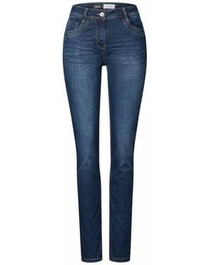 Cecil Toronto Slim Fit High Waist Jeans - Blau