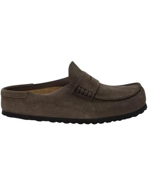 Birkenstock Schoenen ,Grijs ,Leer Naples Wrapped Smalle Pasvorm - Bruin