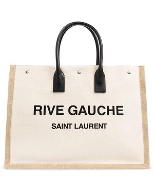 Saint Laurent Tassen ,Katoen 'Rive Gauche' Shopper Tas - Naturel
