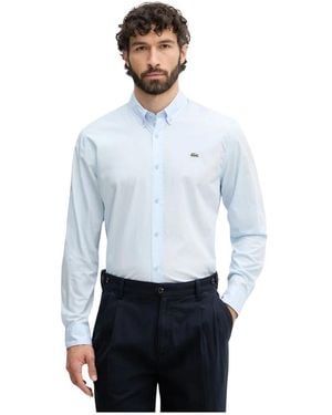 Lacoste Regular Fit Stretch Poplin Shirt - Blauw