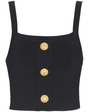 Balmain Sleeveless Tops - Black