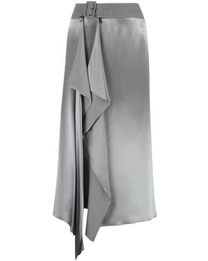 Fendi Asymmetrisch Gedrapeerd Paneel Rib Rok - Grijs