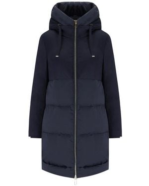 DUNO Jassen ,Blauw ,Wol Blauwe Gewatteerde Jas Met Capuchon