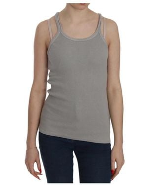 Pink Memories Sleeveless Tops - Grey