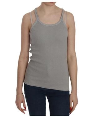 Pink Memories Sleeveless Tops - Gray