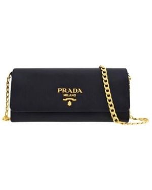 Prada Schwarze Leder Clutch Geldbörse