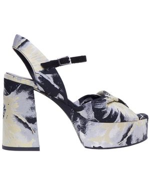 Vic Matié Floral Fabric Sandal - Blau