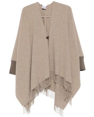 Le Tricot Perugia Fringed Cape Jas - Bruin