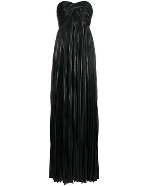 retroféte Zwarte Metallic Geplooide Maxi Jurk