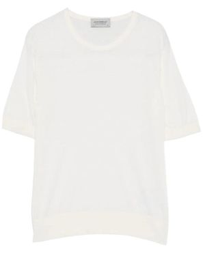 John Smedley Nell Sea Island Katoenen Trui - Wit