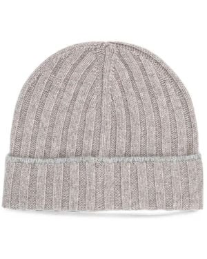 Brunello Cucinelli Ribbed Cashmere Beanie - Grijs