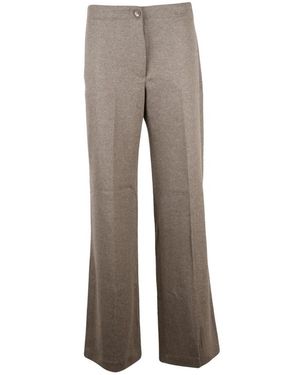 Seventy Broeken ,Bruin ,Wol Wijde Broek - Grijs