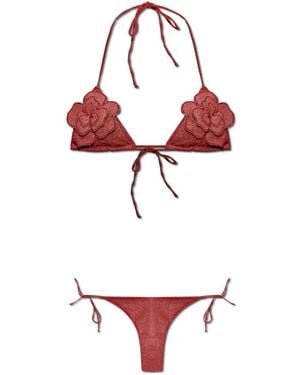 Oséree Badmode ,Rood ,Tweed Tweedelig Badpak Met Lurex Garen