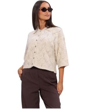 Object Objkaisa Flora 3/4 Lo Strick Cardigan - Natur
