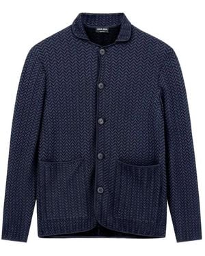 Giorgio Armani Chevron Strickjacke - Blau