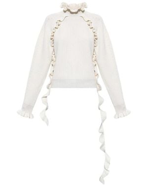 Blumarine Wollpullover Mit Rüschen - Weiß