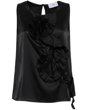 Soallure Plissierte Rüschenbluse - Schwarz