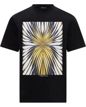 Roberto Cavalli T-Shirt Met Artistieke Print - Zwart