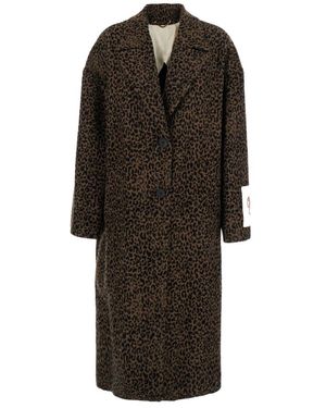 Golden Goose Leopard Jacquard Wool Cocoon Coat - Zwart