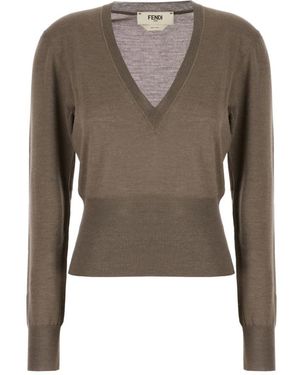 Fendi V-Neck Truien - Groen