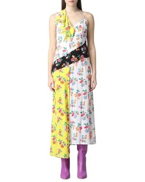 MSGM Elegantes Blumen Midi Kleid - Mehrfarbig