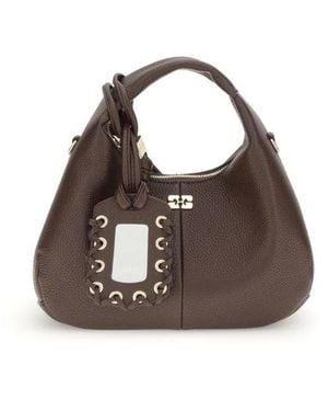 Ganni Mini Grained Hobo Tasche Aw25 - Braun