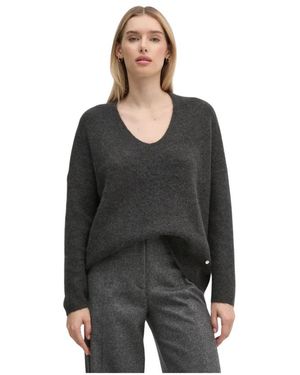 Mos Mosh Truien & Vesten ,Grijs ,Wol Mmthora V-Neck Knit - Zwart