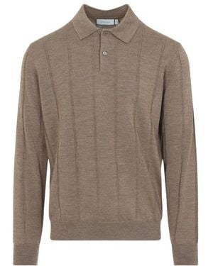 Canali Strukturierter Rippstrick-Merino-Polo - Braun