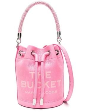 Marc Jacobs Drawstring Leather Bucket Shoulder Bag - Pink