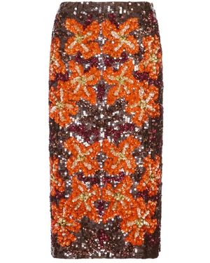 P.A.R.O.S.H. Rokken ,Veelkleurig ,Galaxy Midi Rok - Oranje