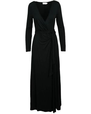 Molly Bracken Lange Jersey Wikkeljurk - Zwart