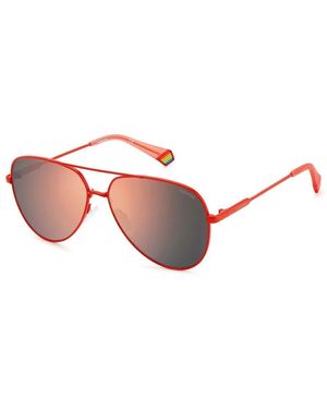 Polaroid Rote metall-sonnenbrille multilayer polarisiert - Pink
