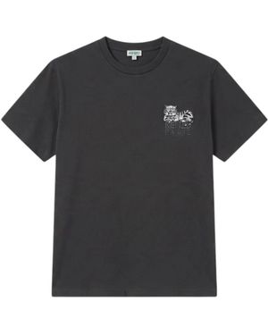 KENZO Happy Tiger T-Shirt Mit Stickerei - Schwarz