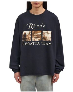 Rhude Tops ,Blauw ,Katoen T-Shirt M/Usvi Regatta Tour - Zwart