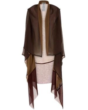 Alberta Ferretti Sjaalkraag Chiffon Vest - Bruin